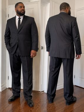 Claiborne Luxe Super 140's Men's Suit 46L Jacket / 41 Pants – 100% Virgin Wool –